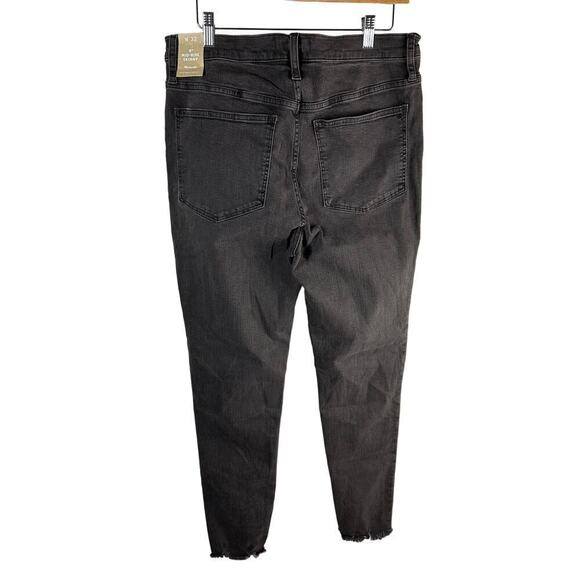 Madewell 9" Mid Rise SKINNY Exposed Button Fly Jeans Raw Hem Size 32 Stretch - Picture 2 of 15